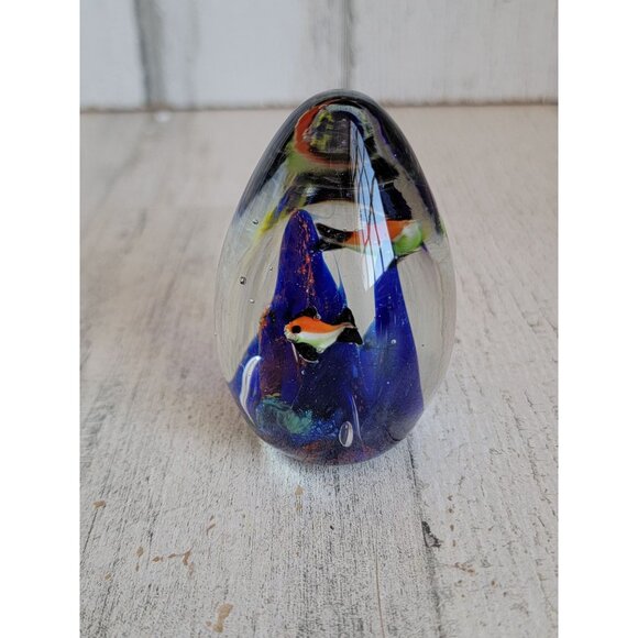 Vintage art fish egg shaped paper weight unique home decor coral - Picture 2 of 7